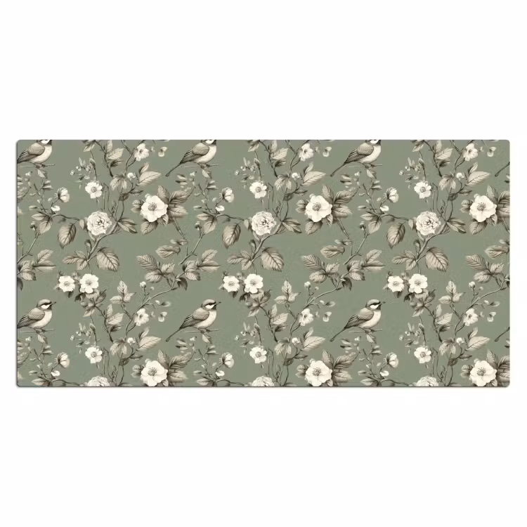 Botanisch - Vogels - Groen Muismat XXL klein 681 -3d_leeg