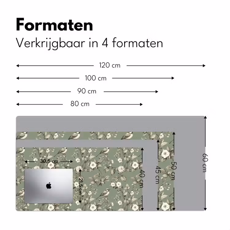 Botanisch - Vogels - Groen Muismat XXL klein 681 -sfeer5
