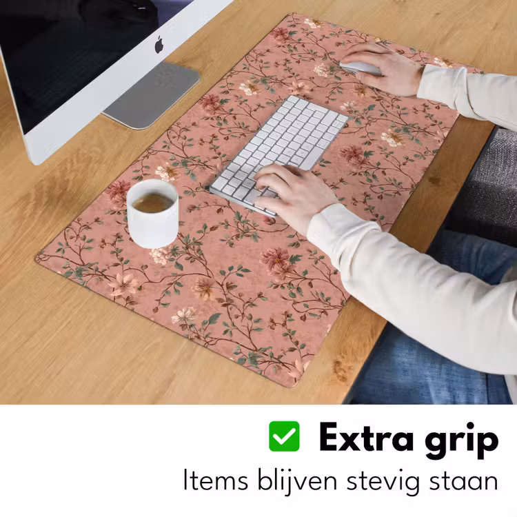 Botanisch - Bloemen - Roze Muismat XXL klein 681 -sfeer3