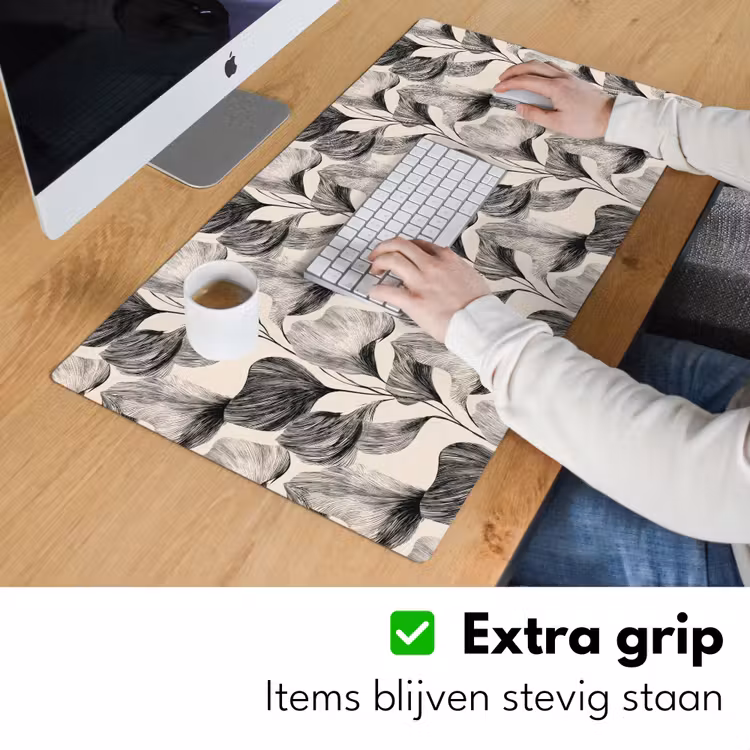 Botanisch - Bladeren - Zwart Muismat XXL klein 681 -sfeer3