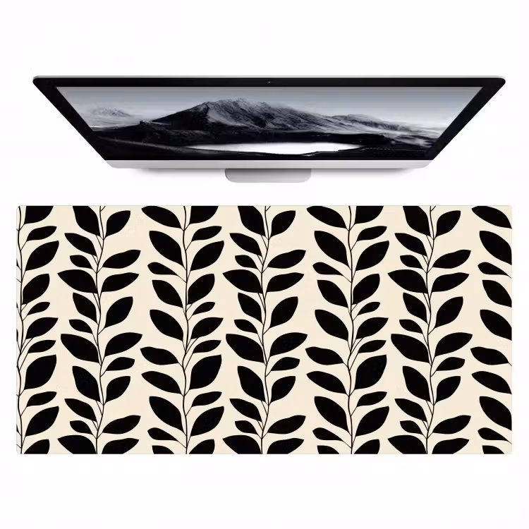 Botanisch - Dessin - Zwart - Beige Muismat XXL klein 681 -zzz3d