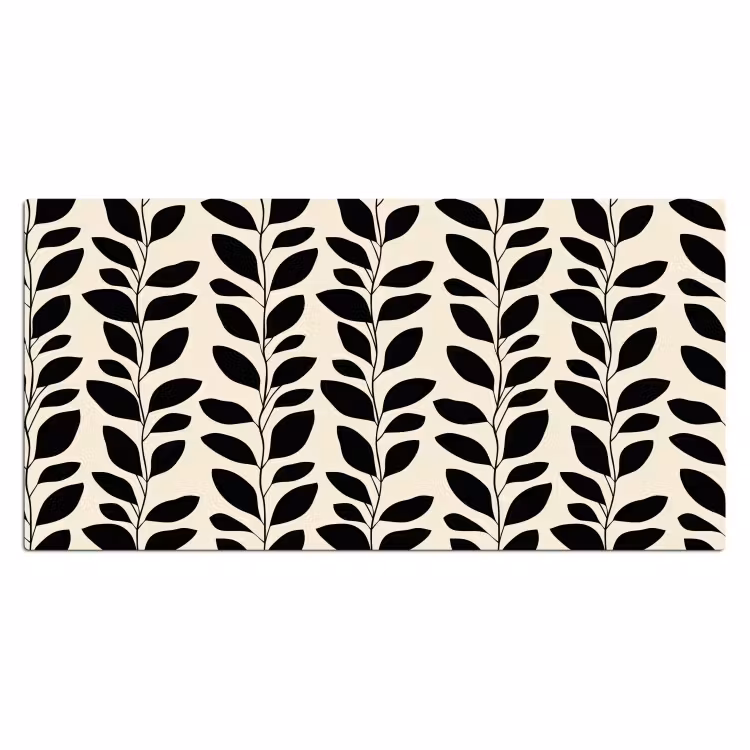 Botanisch - Dessin - Zwart - Beige Muismat XXL klein 681 -3d_leeg