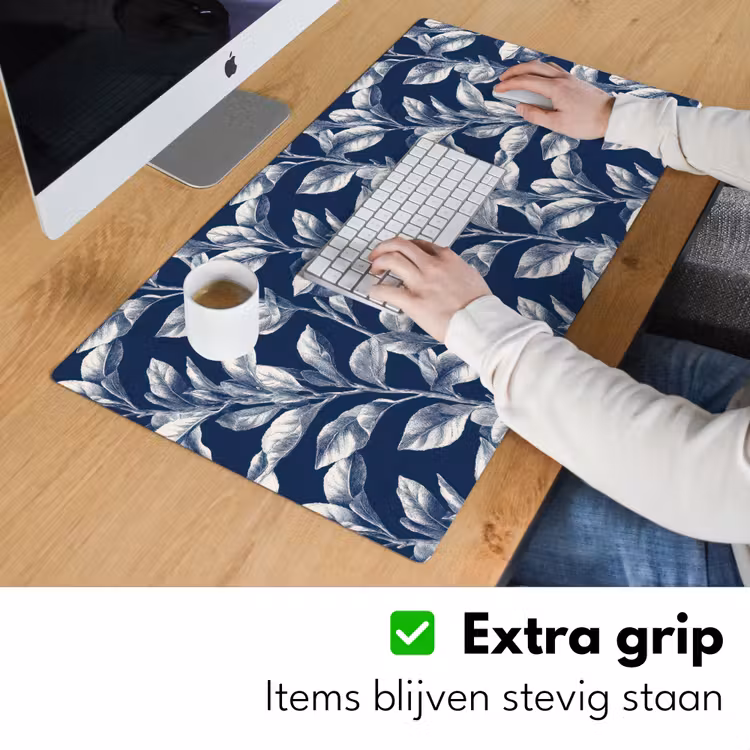 Botanisch - Patroon - Blauw Muismat XXL klein 681 -sfeer3
