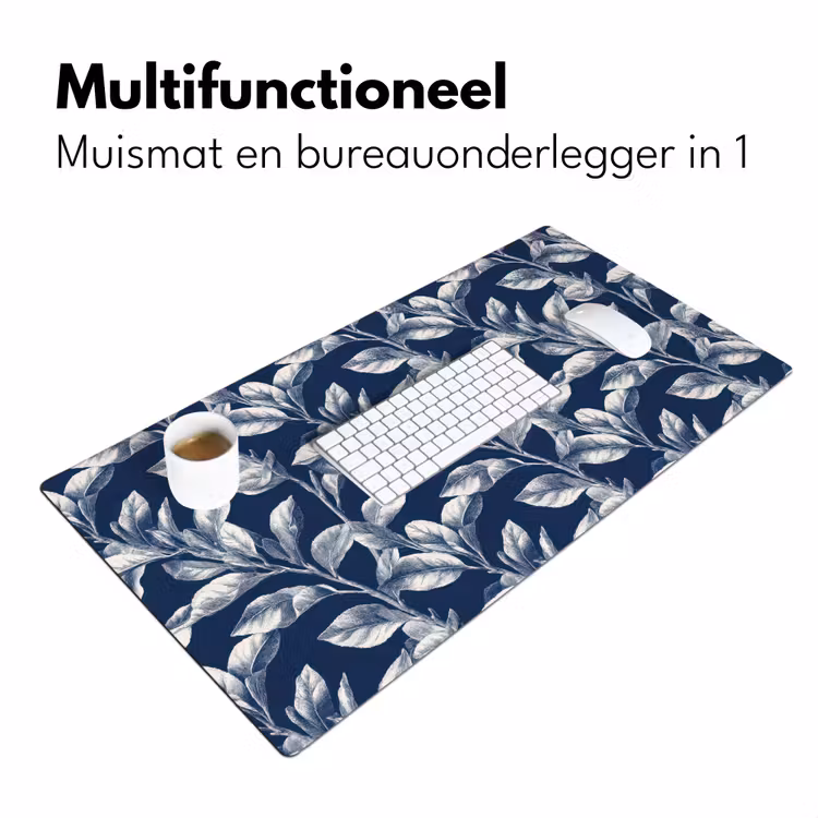 Botanisch - Patroon - Blauw Muismat XXL klein 681 -sfeer4