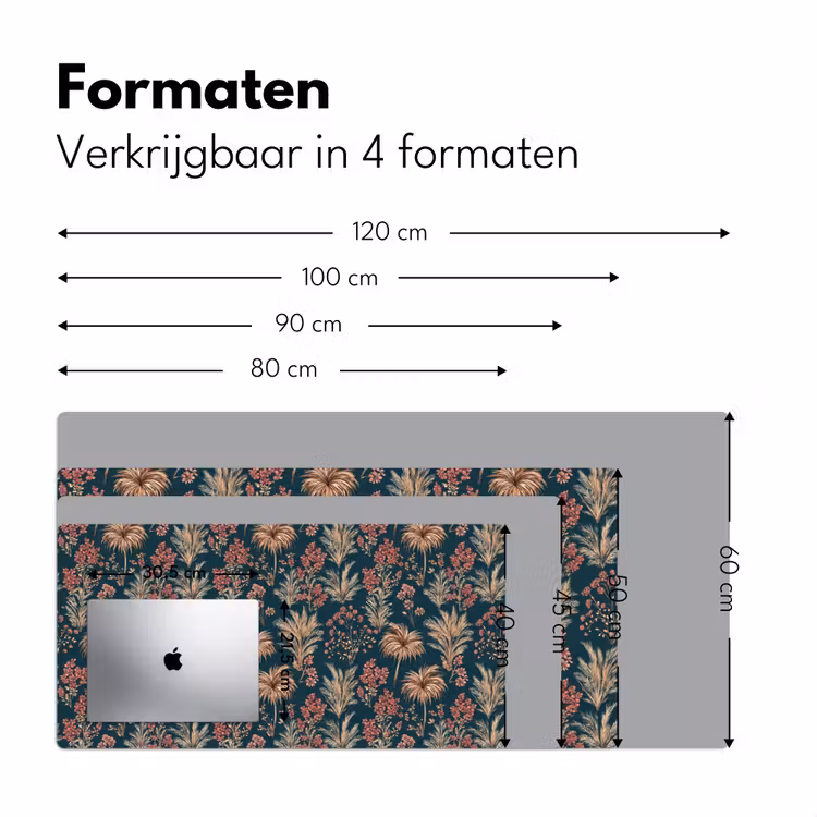 Botanisch - Patroon - Blauw Muismat XXL klein 681 -sfeer5