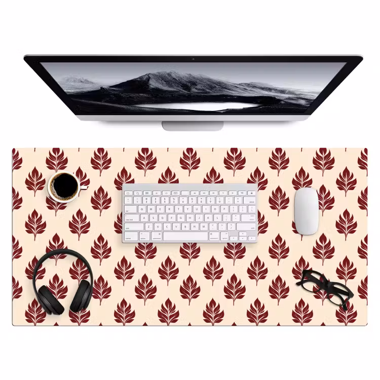 Botanisch - Patroon - Bordeaux Muismat XXL klein 681 -3d