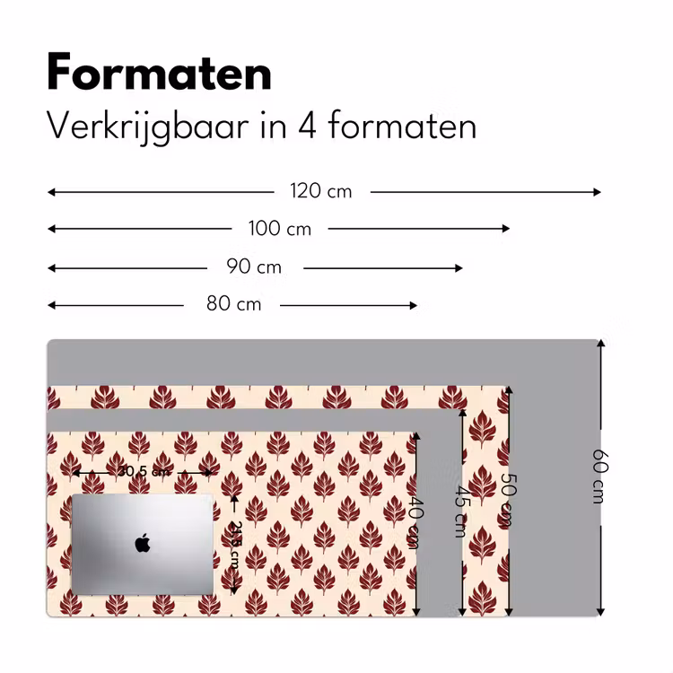 Botanisch - Patroon - Bordeaux Muismat XXL klein 681 -sfeer5