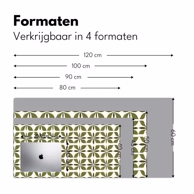 Botanisch - Retro - Groen Muismat XXL klein 681 -sfeer5