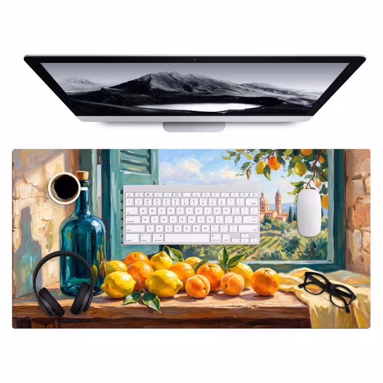 Desk Mat - Bottle - Fruit - Still Life - Fles - Fruit - Stilleven Muismat XXL klein
