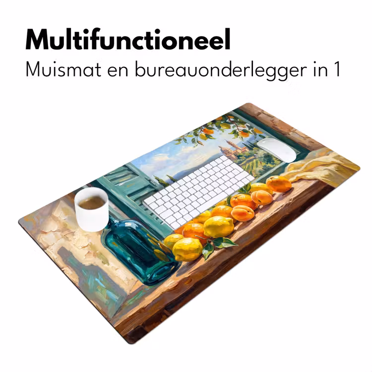 Desk Mat - Bottle - Fruit - Still Life - Fles - Fruit - Stilleven Muismat XXL klein