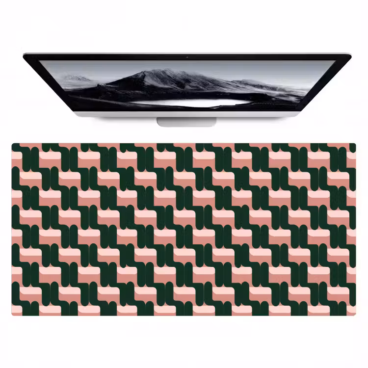 Vlechtpatroon - Groen - Roze - Geometrisch Muismat XXL klein 681 -zzz3d
