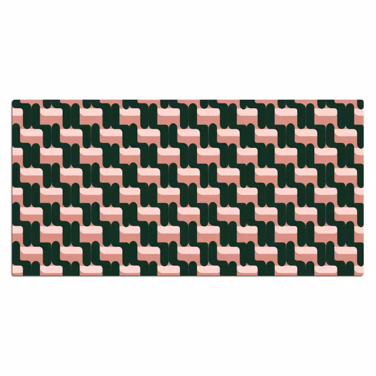 Vlechtpatroon - Groen - Roze - Geometrisch Muismat XXL klein 681 -3d_leeg