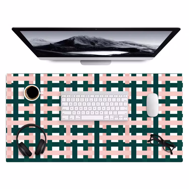 Vlechtpatroon - Groen - Roze - Grafisch Muismat XXL klein 681 -3d