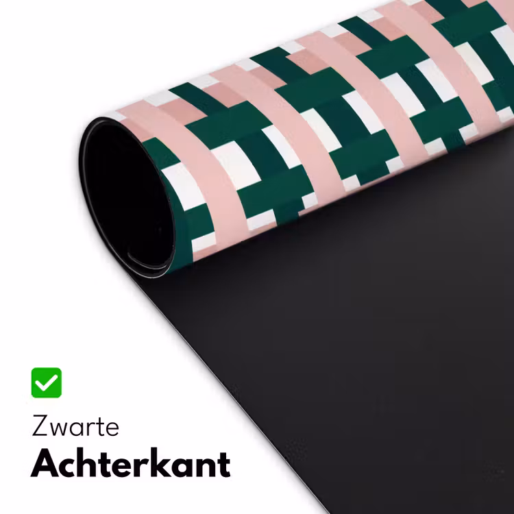 Vlechtpatroon - Groen - Roze - Grafisch Muismat XXL klein 681 -sfeer2