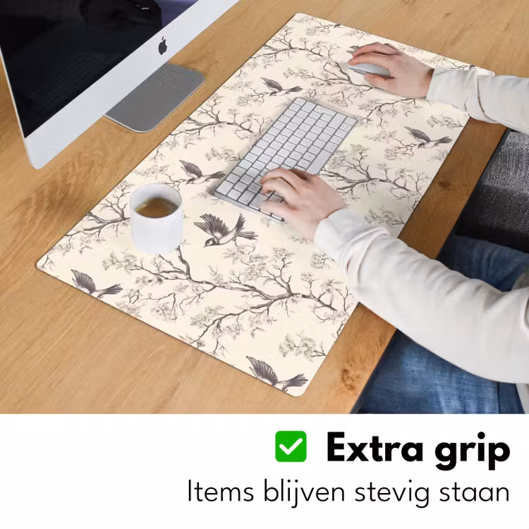Takken - Vogels - Beige Muismat XXL klein 681 -sfeer3