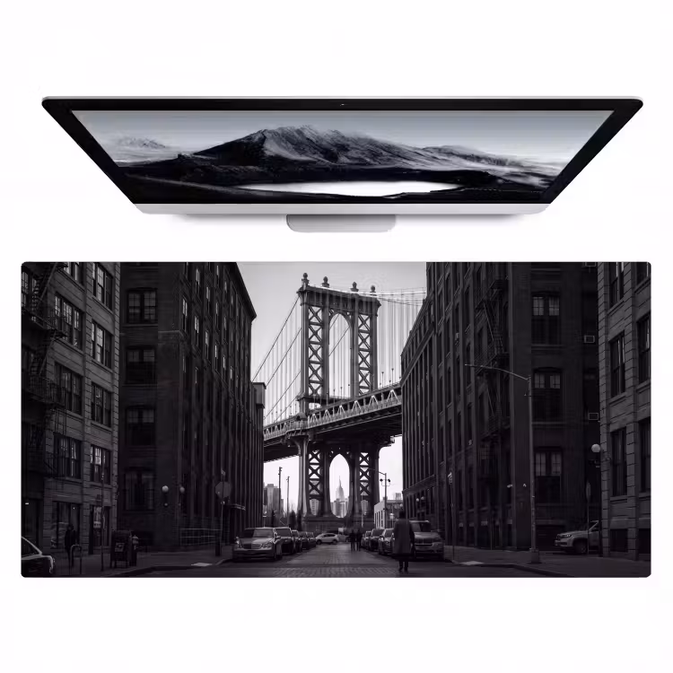 Brug - Stad - Architectuur - Modern - Zwart-wit Muismat XXL klein -zzz3d