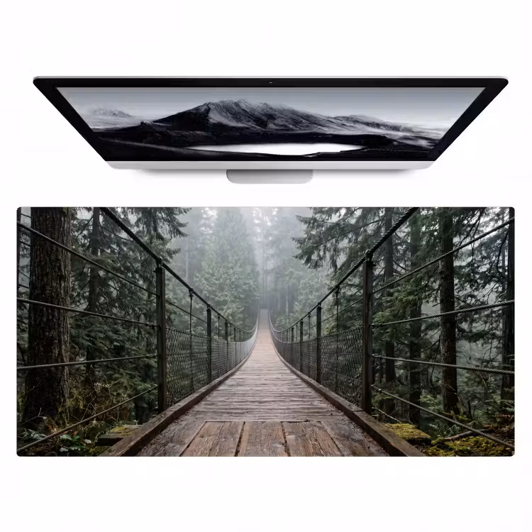 Brug - Bos - Mist - Natuur Muismat XXL klein -zzz3d