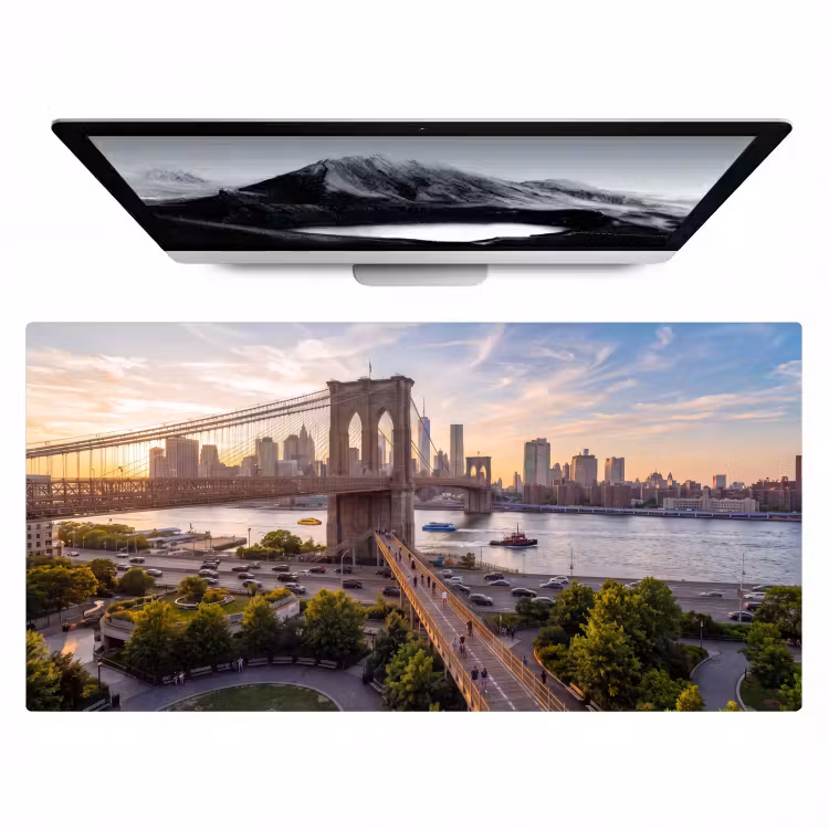 Brug - Rivier - Stad - Zonsondergang - Architectuur Muismat XXL klein -zzz3d