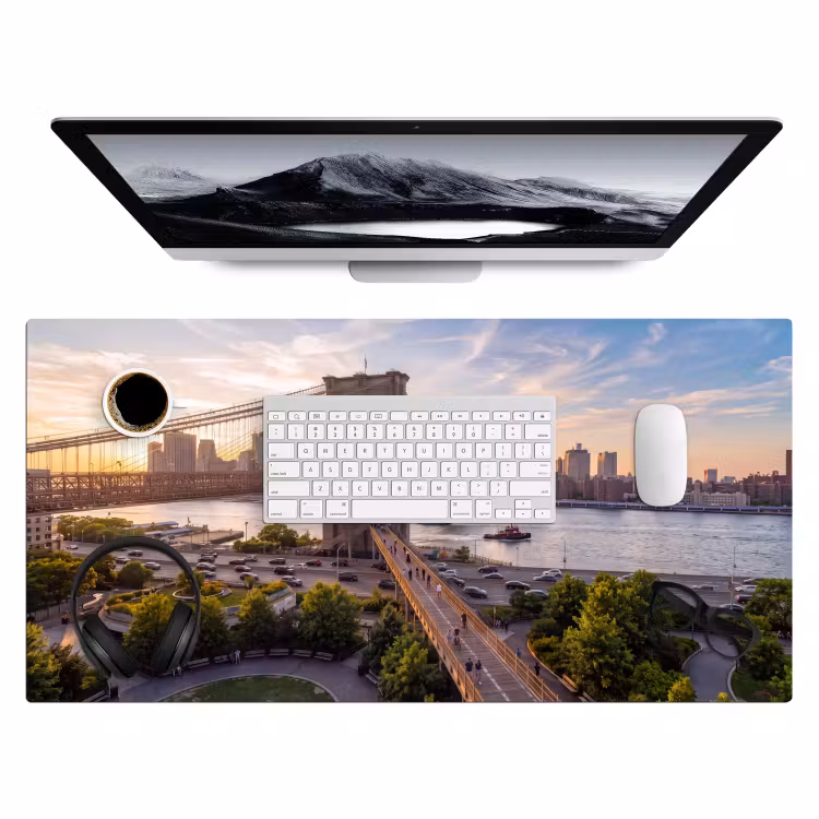 Brug - Rivier - Stad - Zonsondergang - Architectuur Muismat XXL klein -3d
