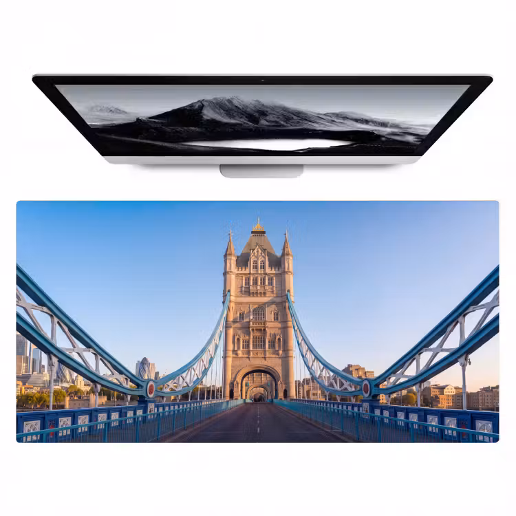 Brug - Toren - Architectuur - Klassiek - Blauw Muismat XXL klein -zzz3d