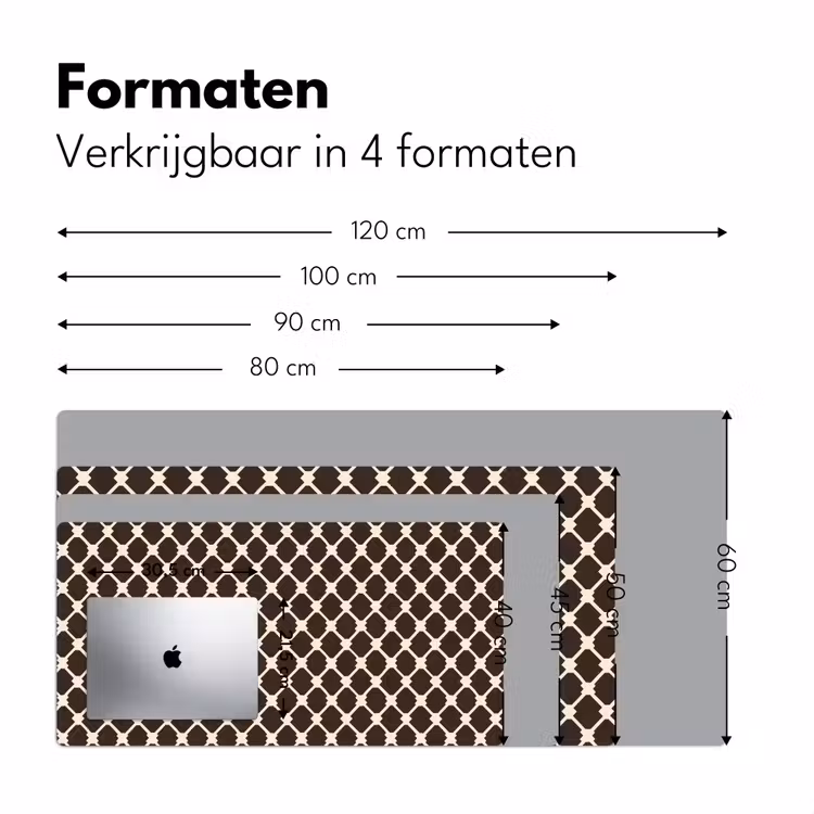 Bruin - Ruitpatroon - Geometrisch Muismat XXL klein 681 -sfeer5