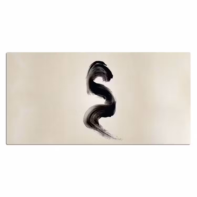 Penseelstreek - Zwart - Minimalistisch Muismat XXL klein -3d_leeg