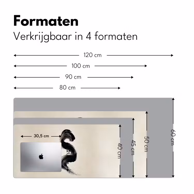 Penseelstreek - Zwart - Minimalistisch Muismat XXL klein -sfeer5