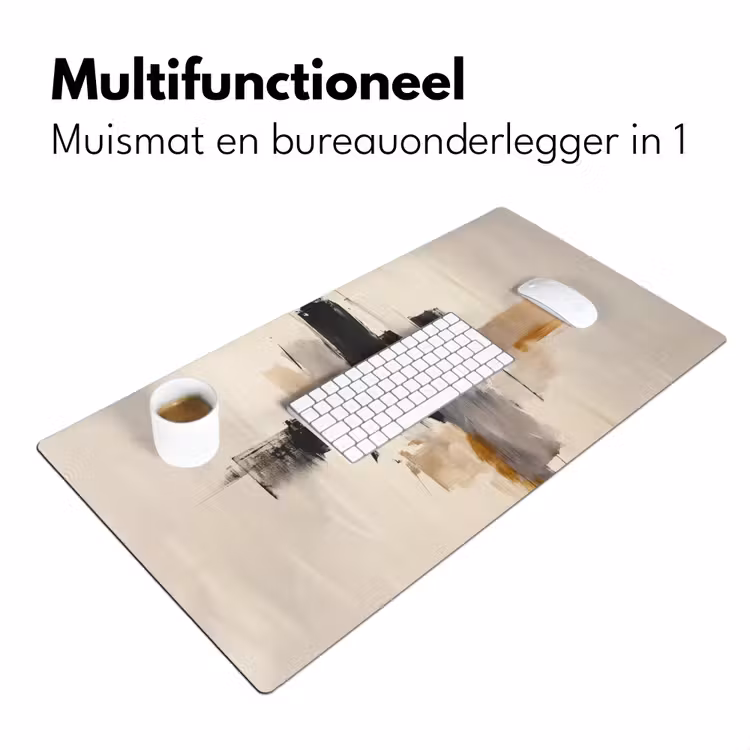 Penseelstreken - Ruw - Abstract - Beige Muismat XXL klein -sfeer4