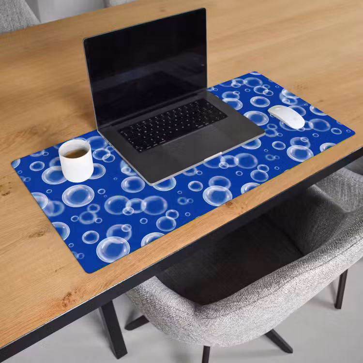 Bubbels - Patroon - Blauw Muismat XXL klein -sfeer1