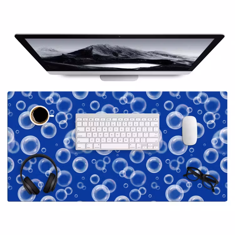 Bubbels - Patroon - Blauw Muismat XXL klein -3d