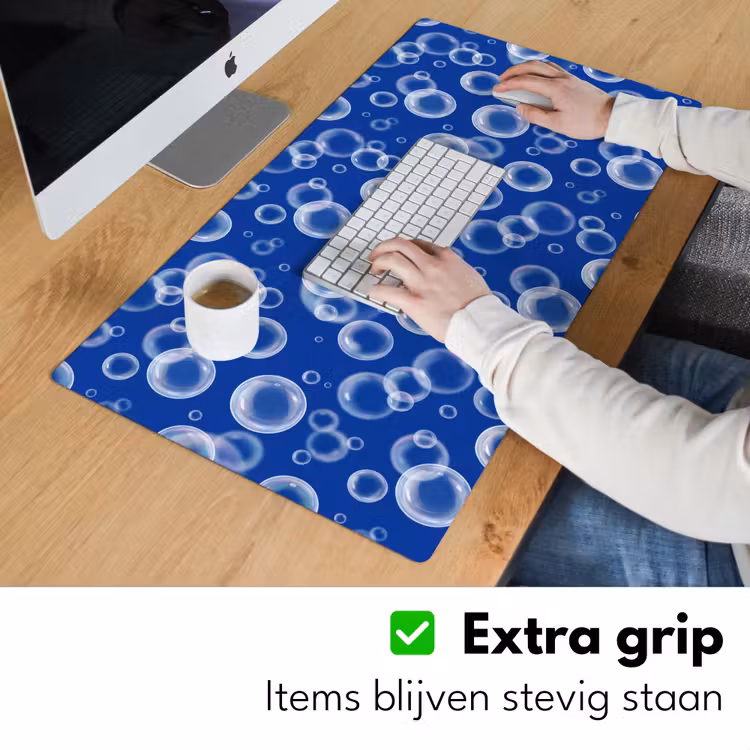 Bubbels - Patroon - Blauw Muismat XXL klein -sfeer3
