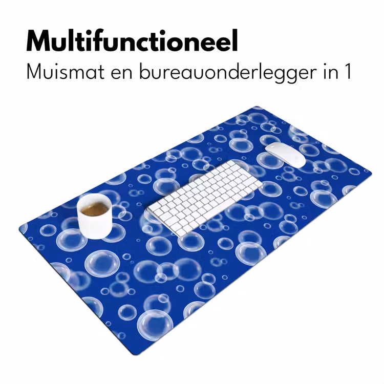 Bubbels - Patroon - Blauw Muismat XXL klein -sfeer4