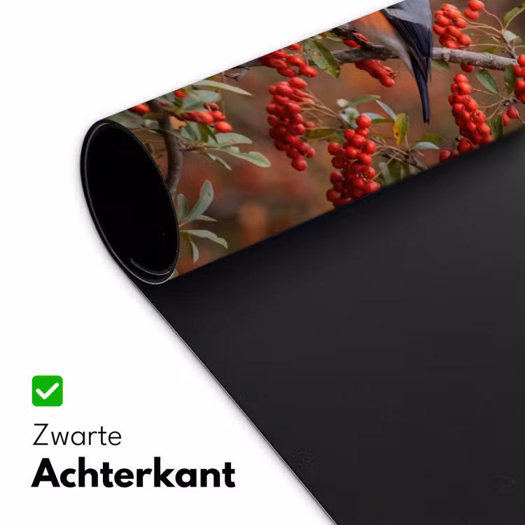 Goudvink - Bessen - Herfst - Natuur - Kleurrijk Muismat XXL klein -sfeer2