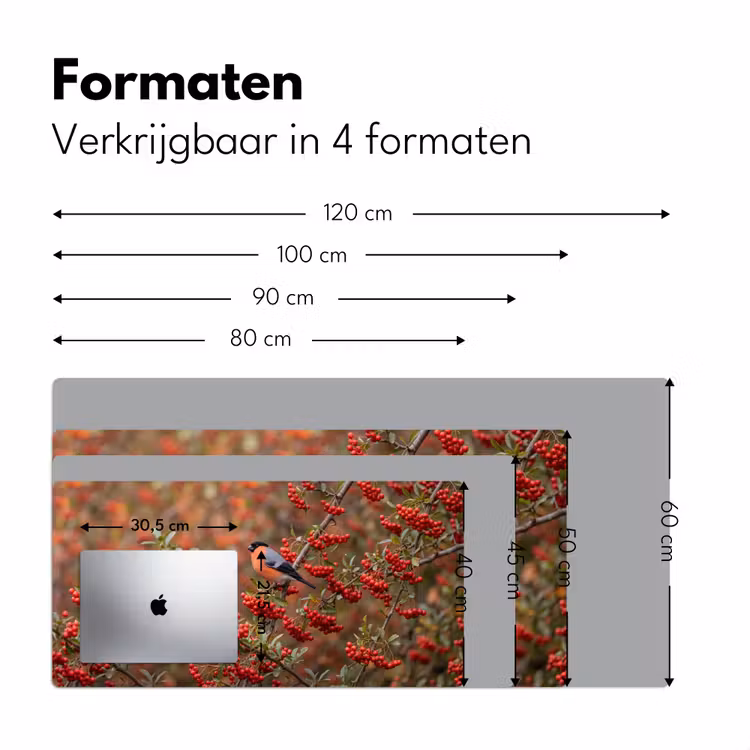 Goudvink - Bessen - Herfst - Natuur - Kleurrijk Muismat XXL klein -sfeer5