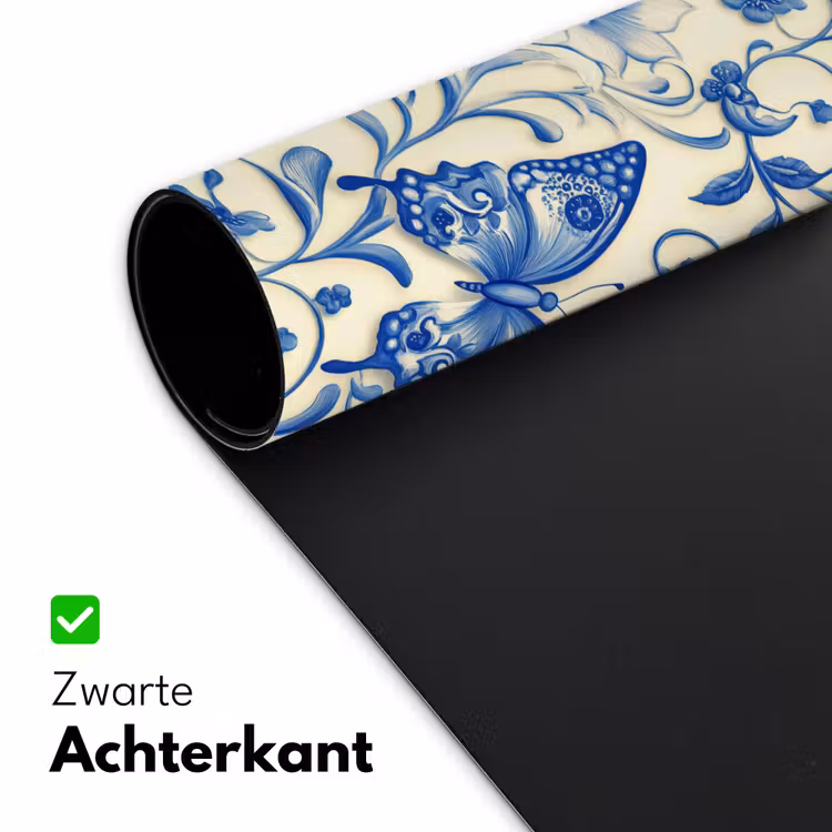Vlinders - Bloemen - Blauw - Botanisch Muismat XXL klein 681 -sfeer2