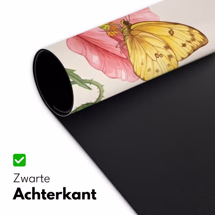 Vlinders - Klaprozen - Illustratie - Kleurrijk Muismat XXL klein -sfeer2