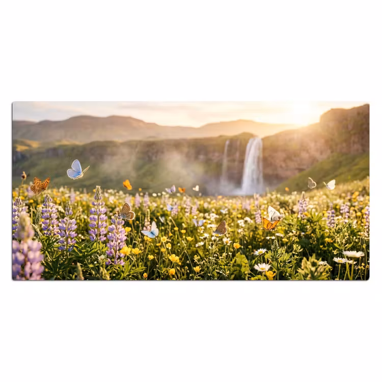 Vlinders - Waterval - Bloemenveld Muismat XXL klein -3d_leeg