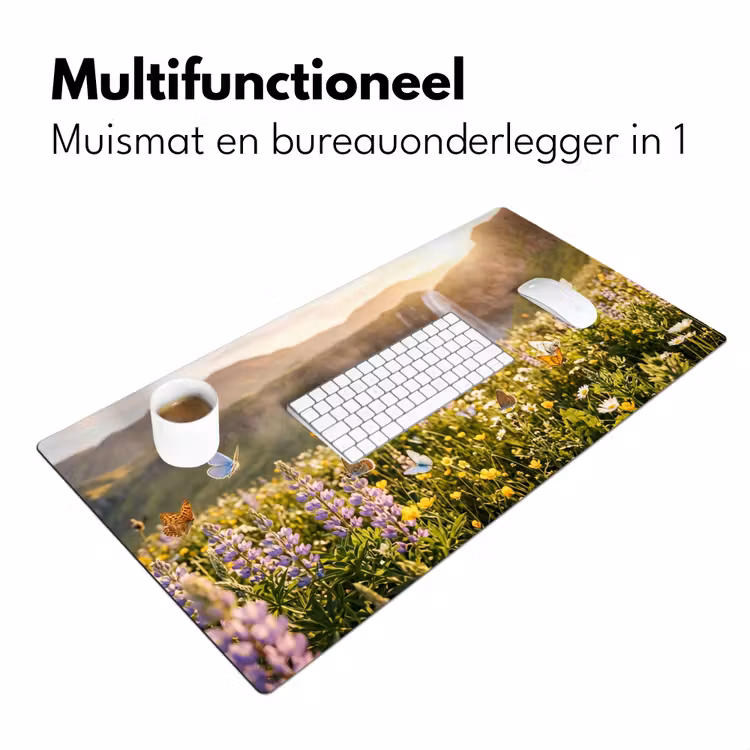 Vlinders - Waterval - Bloemenveld Muismat XXL klein -sfeer4
