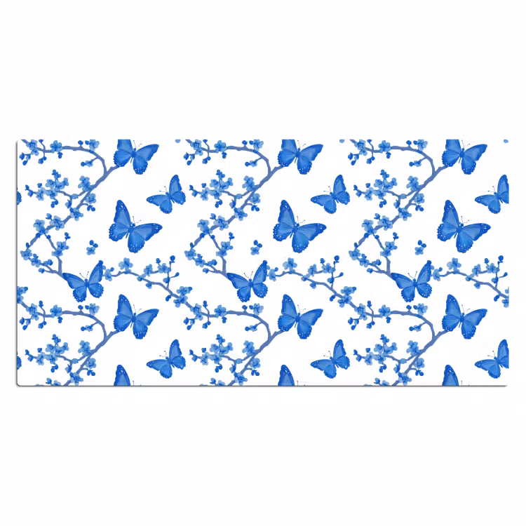 Vlinder - Bloemen - Blauw Muismat XXL klein 681 -3d_leeg