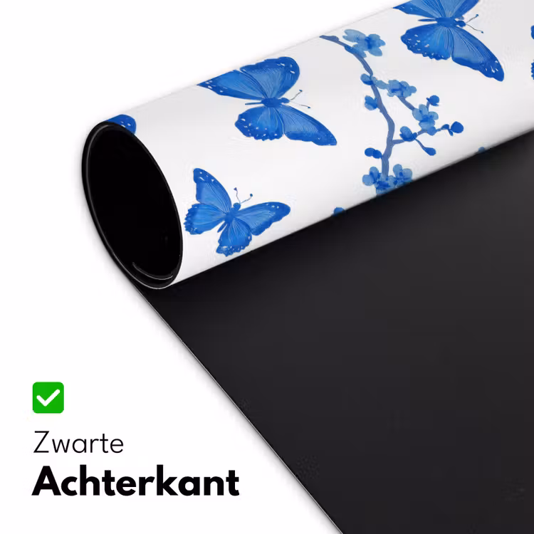 Vlinder - Bloemen - Blauw Muismat XXL klein 681 -sfeer2
