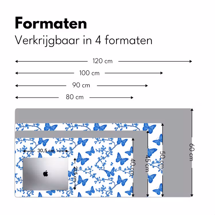 Vlinder - Bloemen - Blauw Muismat XXL klein 681 -sfeer5