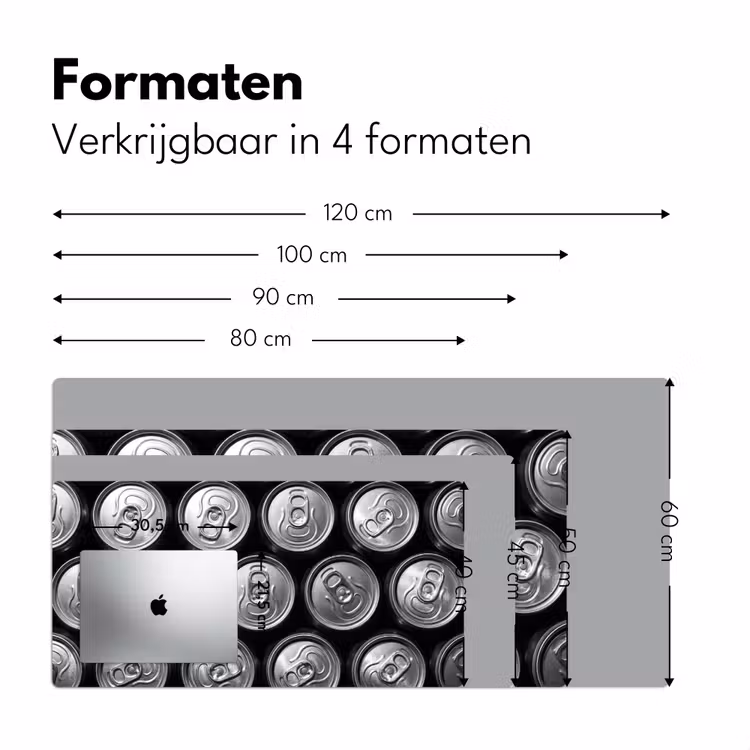 Blikjes - Aluminium - Patroon - Industrieel - Zilver Muismat XXL klein -sfeer5