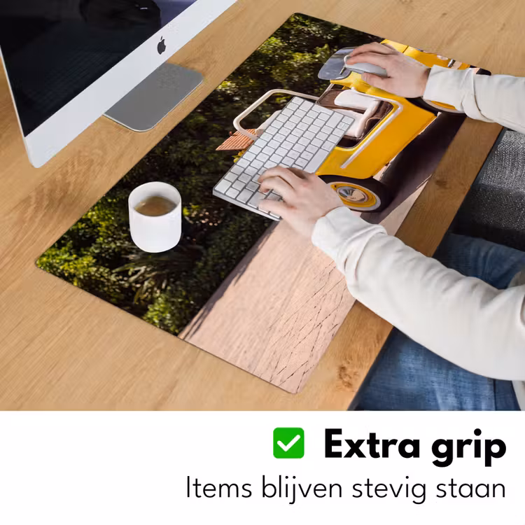 Auto - Picknick - Zomer - Geel Muismat XXL klein -sfeer3