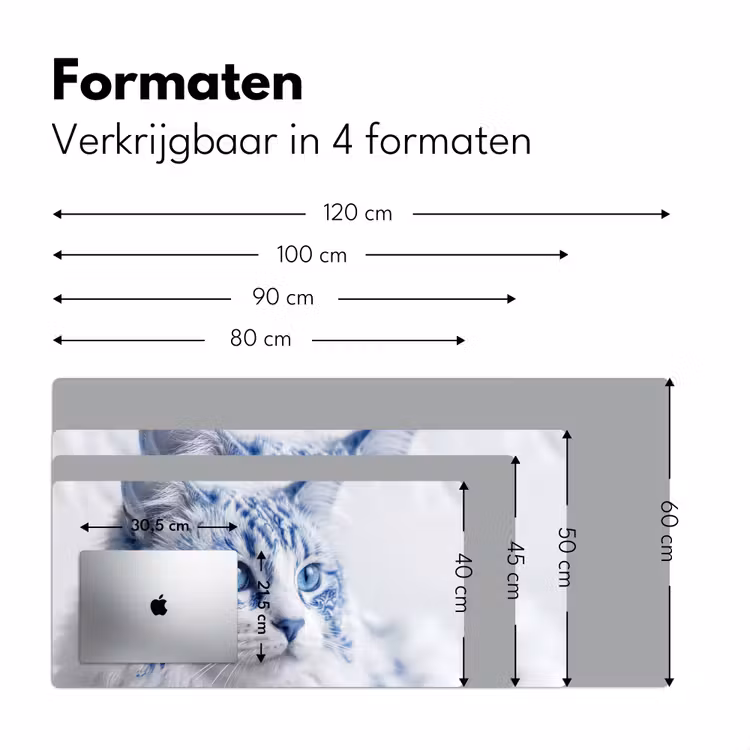Kat - Patroon - Blauw Muismat XXL klein -sfeer5
