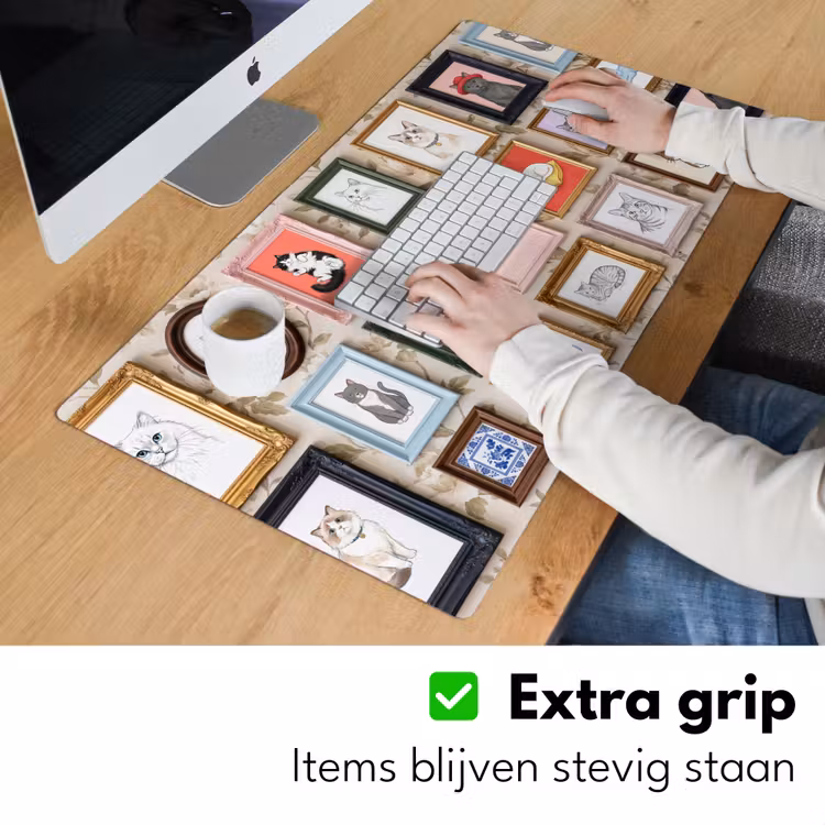Kat - Portret - Dieren - Illustratie - Lijst Muismat XXL klein -sfeer3