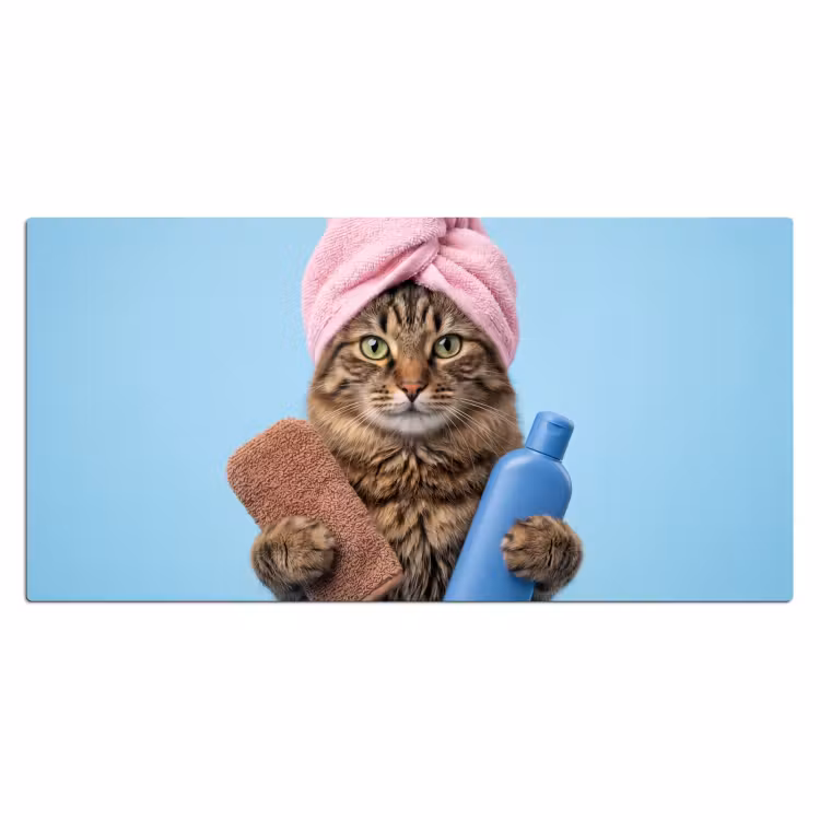 Kat - Handdoek - Washand - Zeep Muismat XXL klein -3d_leeg