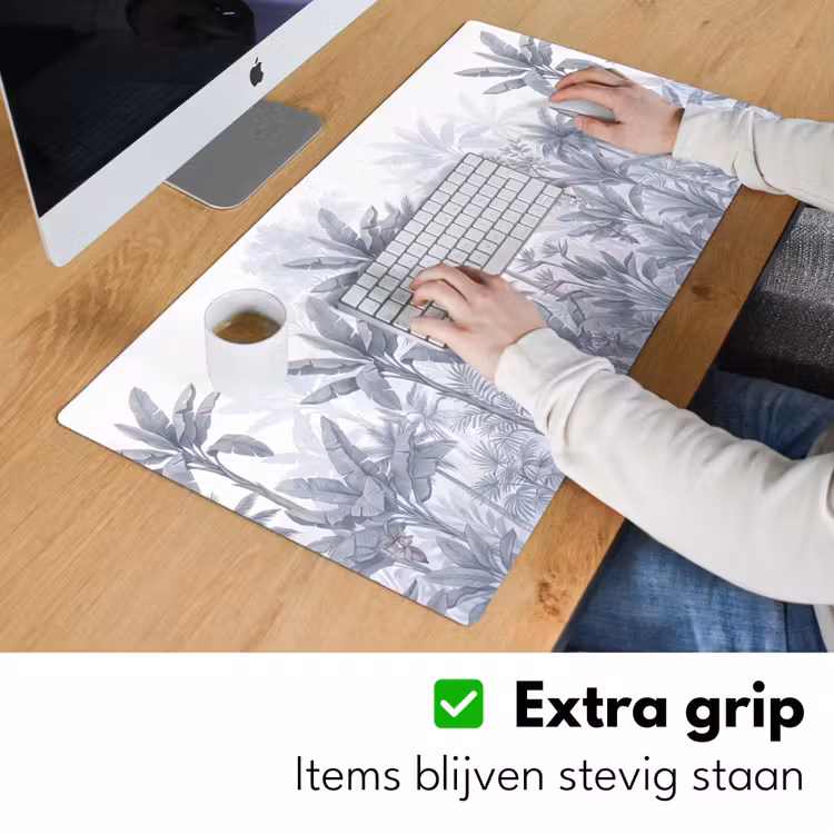 Kat - Tropisch bos - Modern - Grijs Muismat XXL klein -sfeer3