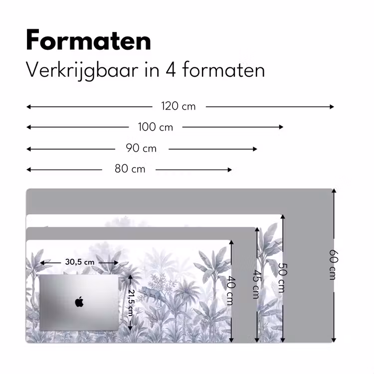 Kat - Tropisch bos - Modern - Grijs Muismat XXL klein -sfeer5