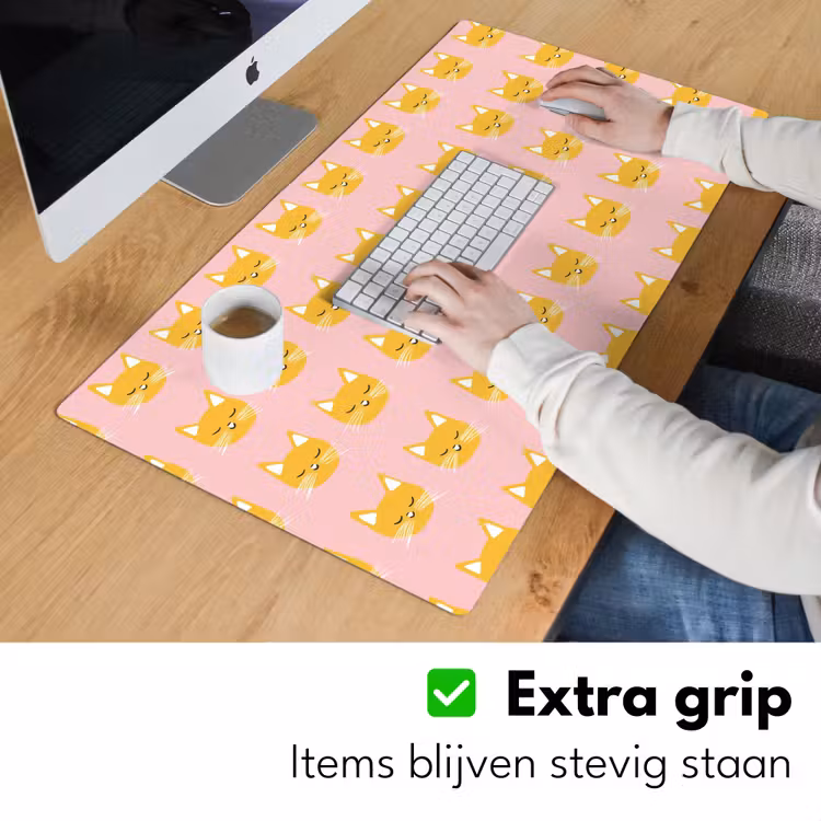 Katten - Patroon - Roze Muismat XXL klein 681 -sfeer3