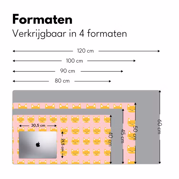 Katten - Patroon - Roze Muismat XXL klein 681 -sfeer5